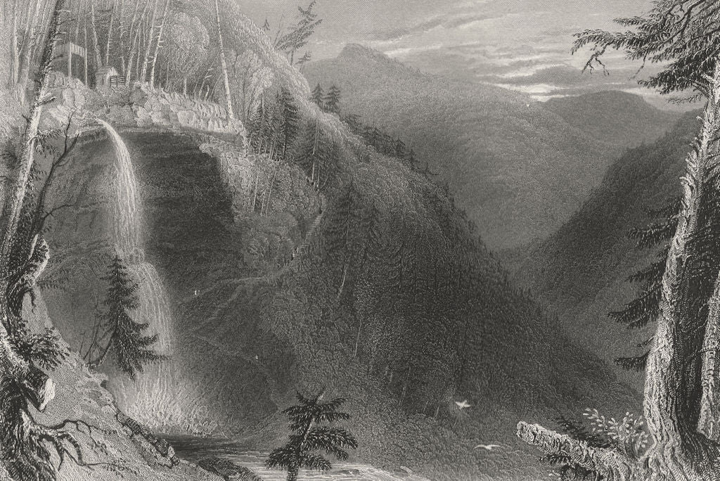 The Catterskill Falls (from above the Ravine), New York. WH BARTLETT 1840